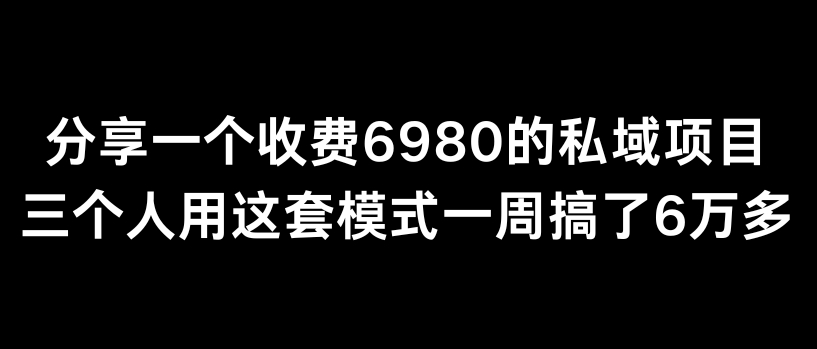 分享一个外面卖6980的私域项目三个人用这套模式一周搞了6万多【揭秘】-观智斋电商课程站