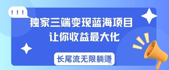 独家三端变现蓝海项目，让你收益最大化，长尾流无限躺挣-观智斋电商课程站