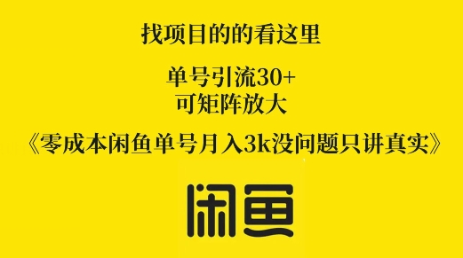 零成本闲鱼单号月入3k没问题只讲真实-观智斋电商课程站