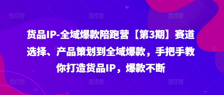 货品IP全域爆款陪跑营【第3期】赛道选择、产品策划到全域爆款，手把手教你打造货品IP，爆款不断-观智斋电商课程站