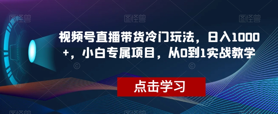 视频号直播带货冷门玩法，日入1000+，小白专属项目，从0到1实战教学【揭秘】-观智斋电商课程站