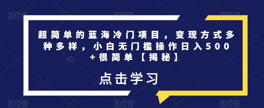 超简单的蓝海冷门项目，变现方式多种多样，小白无门槛操作日入500+很简单【揭秘】-观智斋电商课程站