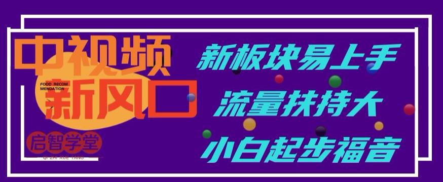 中视频新风口，新板块易上手，流量扶持大，小白起步福音【揭秘】-观智斋电商课程站