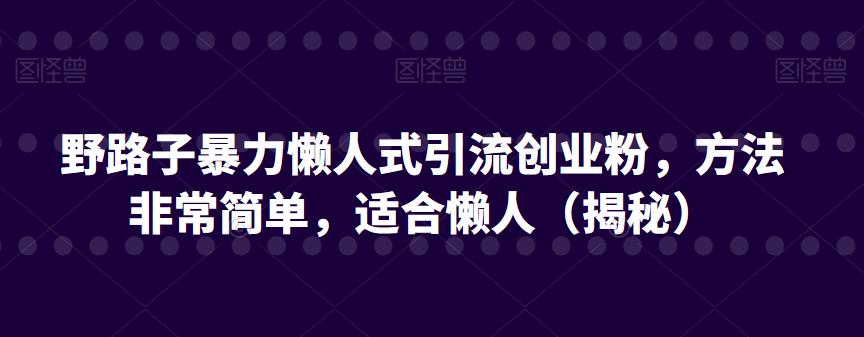 野路子暴力懒人式引流创业粉，方法非常简单，适合懒人（揭秘）-观智斋电商课程站