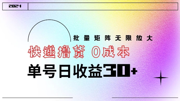 快递撸货 0成本 单号日收益30+ 批量矩阵可无限放大-观智斋电商课程站