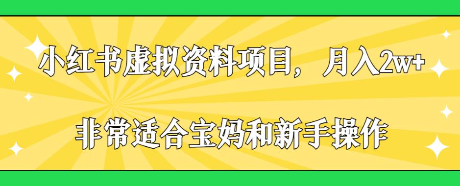 小红书虚拟资料项目，月入2w+，非常适合宝妈和新手操作【揭秘】-观智斋电商课程站