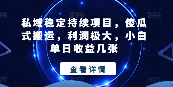 私域稳定持续项目，傻瓜式搬运，利润极大，小白单日收益几张【揭秘】-观智斋电商课程站