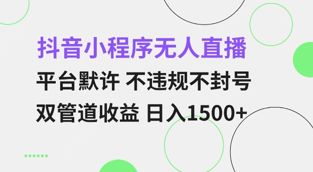 抖音小程序无人直播 平台默许 不违规不封号 双管道收益 日入多张 小白也能轻松操作【仅揭秘】-观智斋电商课程站