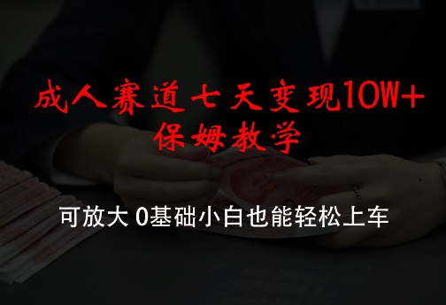 成人赛道七天变现10W+保姆教学，可放大，0基础小白也能轻松上车【揭秘】-观智斋电商课程站