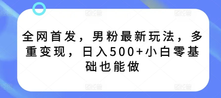 全网首发，男粉最新玩法，多重变现，日入500+小白零基础也能做-观智斋电商课程站