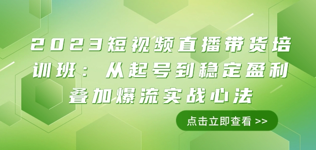 2023短视频直播带货培训班：从起号到稳定盈利叠加爆流实战心法（11节课）-观智斋电商课程站