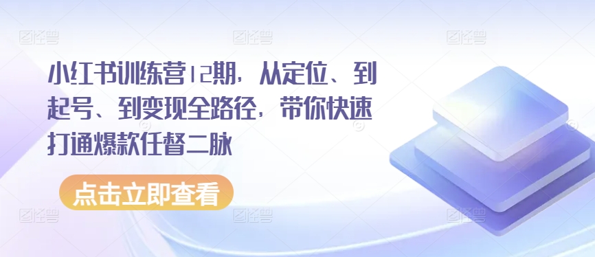 小红书训练营12期，从定位、到起号、到变现全路径，带你快速打通爆款任督二脉-观智斋电商课程站