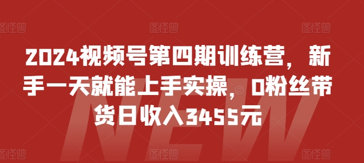 2024视频号第四期训练营，新手一天就能上手实操，0粉丝带货日收入3455元-观智斋电商课程站