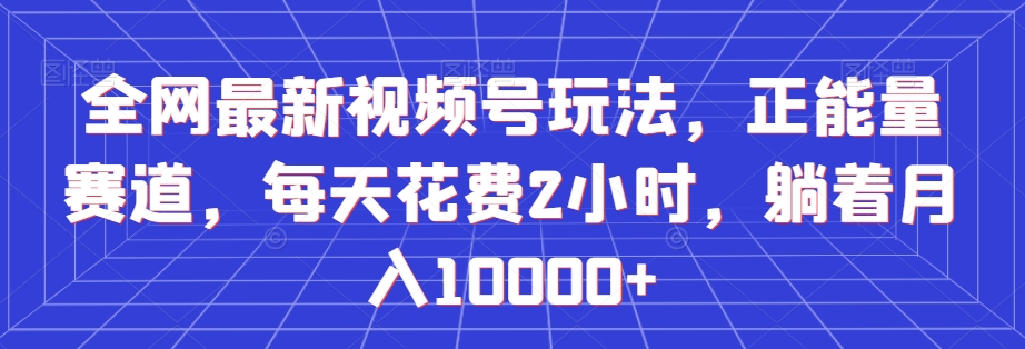 全网最新视频号玩法，正能量赛道，每天花费2小时，躺着月入10000+【揭秘】-观智斋电商课程站