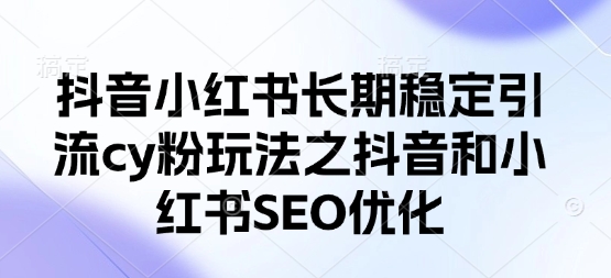 抖音小红书长期稳定引流cy粉玩法之抖音和小红书SEO优化-观智斋电商课程站
