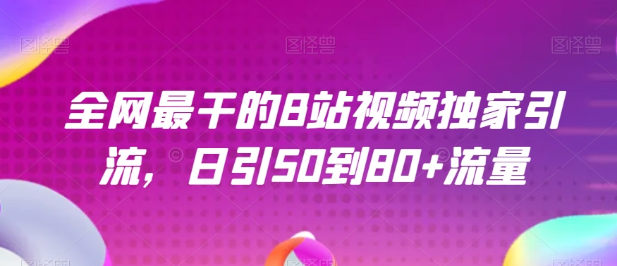 全网最干的B站视频独家引流，日引50到80+流量【揭秘】-观智斋电商课程站