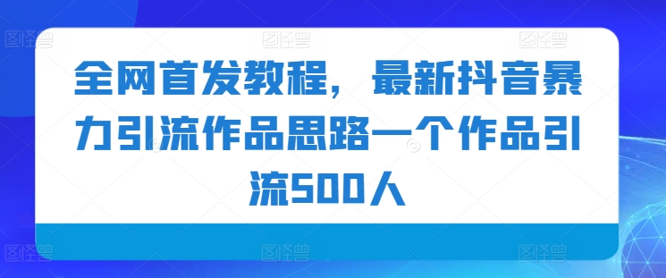 全网首发教程，最新抖音暴力引流作品思路一个作品引流500人-观智斋电商课程站