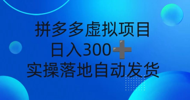 拼多多虚拟项目，新人日入3张，自动发货，实操落地可批量放大-观智斋电商课程站