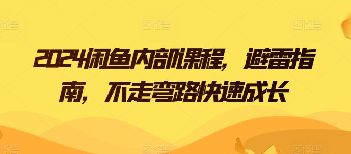 2024闲鱼内部课程，避雷指南，不走弯路快速成长-观智斋电商课程站