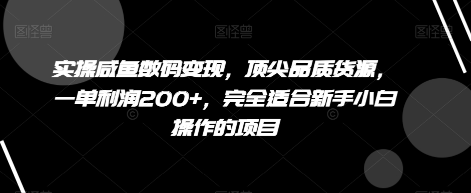 实操闲鱼数码变现，顶尖品质货源，一单利润200+，完全适合新手小白操作的项目【揭秘】-观智斋电商课程站