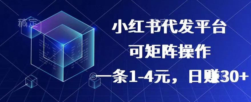 【小红书+抖音】代发平台，一条1~4元，日赚30+的靠谱小项目，可矩阵操作-观智斋电商课程站