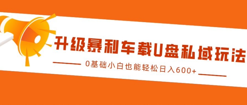 升级暴利车载U盘私域玩法，0基础小白也能轻松日入多张【揭秘】-观智斋电商课程站