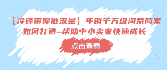 【冷锋带你做流量】年销千万级淘系商家如何打造–帮助中小卖家快速成长-观智斋电商课程站