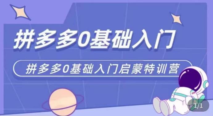 拼多多运营0-1实操特训营，拼多多0基础入门，从基础到进阶的可实操玩法-观智斋电商课程站