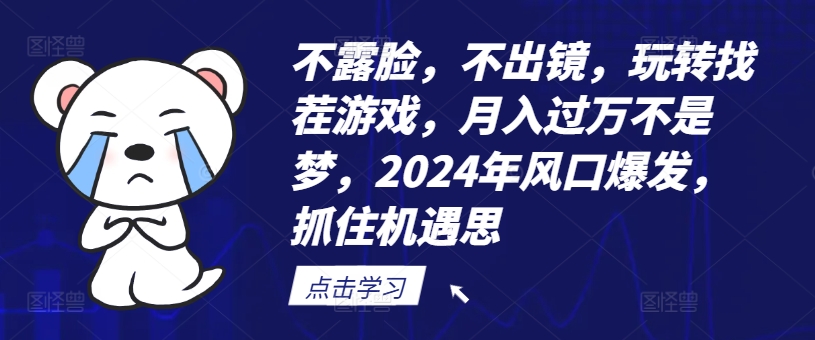 不露脸，不出镜，玩转找茬游戏，月入过万不是梦，2024年风口爆发，抓住机遇【揭秘】-观智斋电商课程站