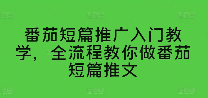 番茄短篇推广入门教学，全流程教你做番茄短篇推文-观智斋电商课程站