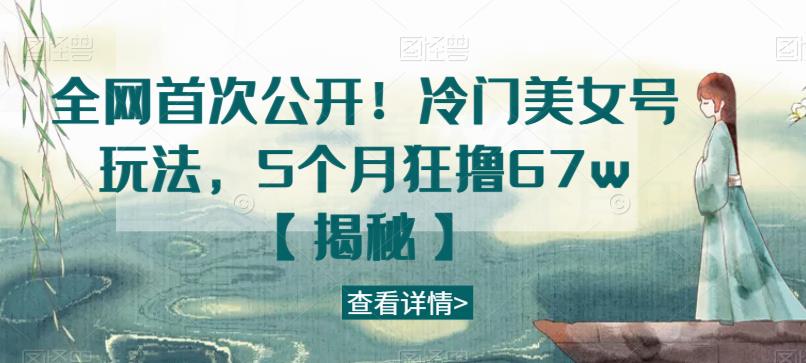 全网首次公开！冷门美女号玩法，5个月狂撸67w【揭秘】-观智斋电商课程站