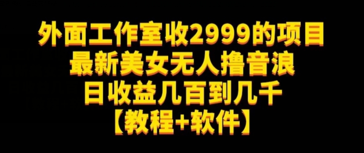 外面工作室收2999的项目最新美女无人撸音浪日收益几百到几千【教程+软件】（仅揭秘）-观智斋电商课程站