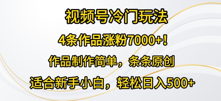 4条作品涨粉7000+，视频号冷门玩法，作品制作简单，条条原创-观智斋电商课程站