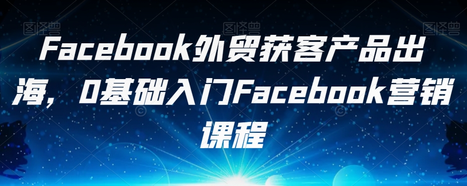 Facebook外贸获客产品出海，0基础入门Facebook营销课程-观智斋电商课程站