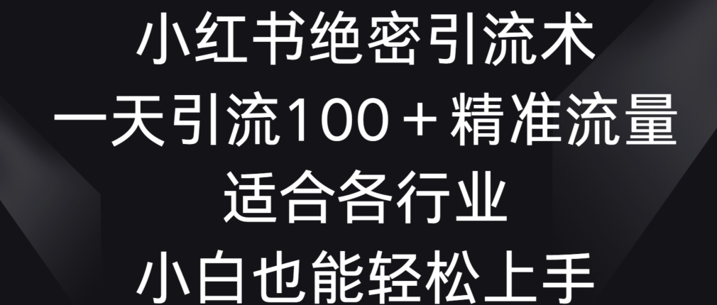 小红书绝密引流术，一天引流100+精准流量，适合各个行业，小白也能轻松上手【揭秘】-观智斋电商课程站