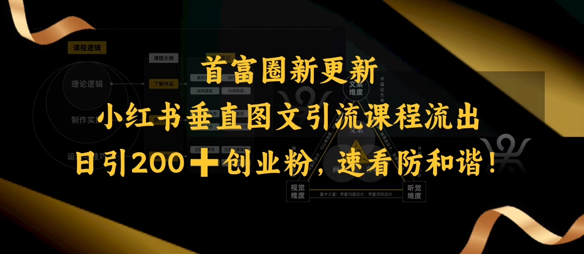 小红书垂直图文引流课程流出，日引200+创业粉，速看防和谐-观智斋电商课程站