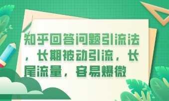 知乎回答问题引流法，长期被动引流，长尾流量，私域变现必学课程-观智斋电商课程站