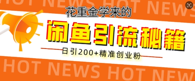 花重金学来的闲鱼到流秘籍，日引200+精准创业粉-观智斋电商课程站