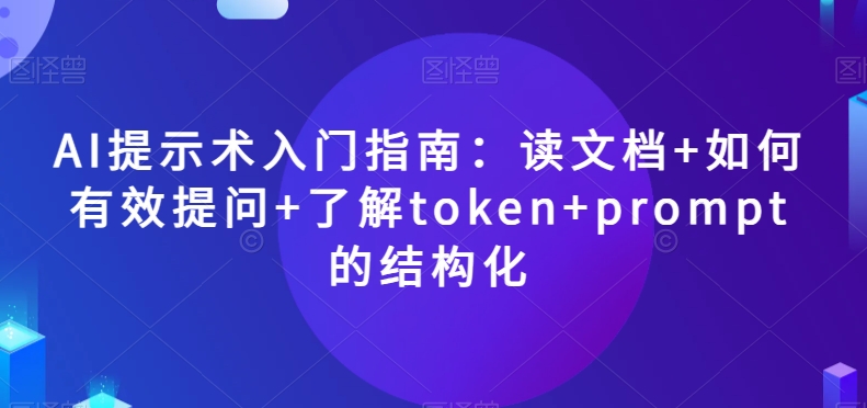 AI提示术入门指南：读文档+如何有效提问+了解token+prompt的结构化【揭秘】-观智斋电商课程站