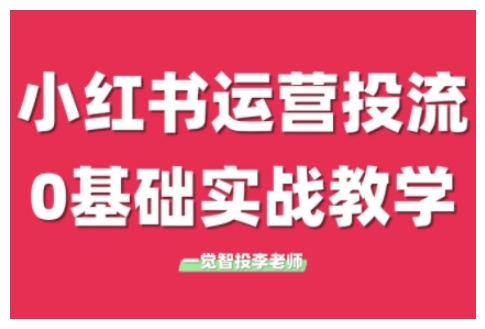 小红书运营投流，小红书广告投放从0到1的实战课，学完即可开始投放-观智斋电商课程站