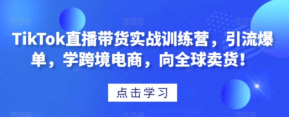 TikTok直播带货实战训练营，引流爆单，学跨境电商，向全球卖货！-观智斋电商课程站