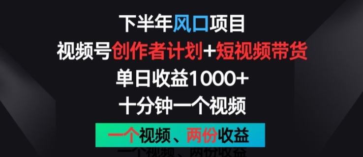 下半年风口项目，视频号创作者计划+视频带货，一个视频两份收益，十分钟一个视频【揭秘】-观智斋电商课程站