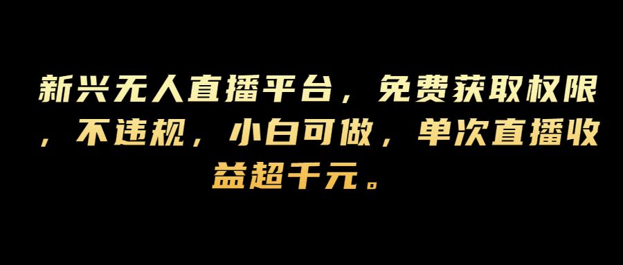 新兴无人直播平台，免费获取权限，不违规，小白可做，单次直播收益超千元-观智斋电商课程站