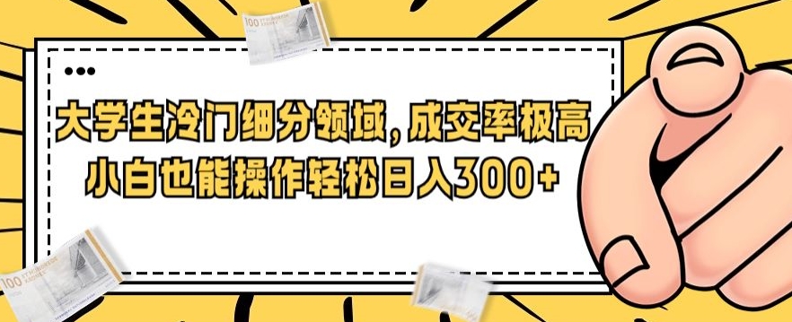 一个大学生冷门细分领域，成交率极高，小白也能操作，轻松日入300+-观智斋电商课程站