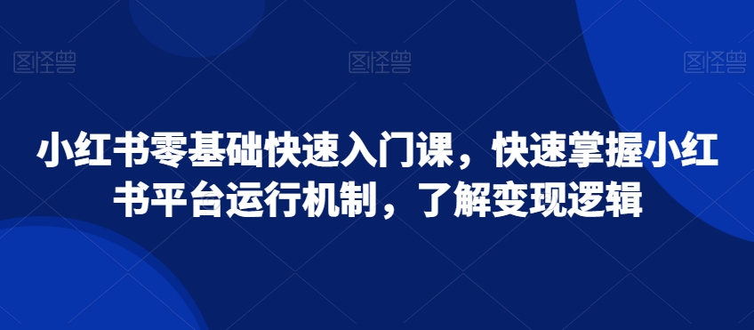 小红书零基础快速入门课，快速掌握小红书平台运行机制，了解变现逻辑-观智斋电商课程站