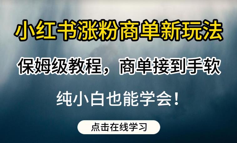 小红书涨粉商单新玩法，保姆级教程，商单接到手软，纯小白也能学会【揭秘】-观智斋电商课程站