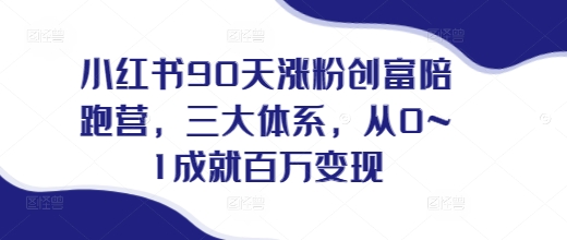 小红书90天涨粉创富陪跑营，​三大体系，从0~1成就百万变现，做小红书的最后一站-观智斋电商课程站