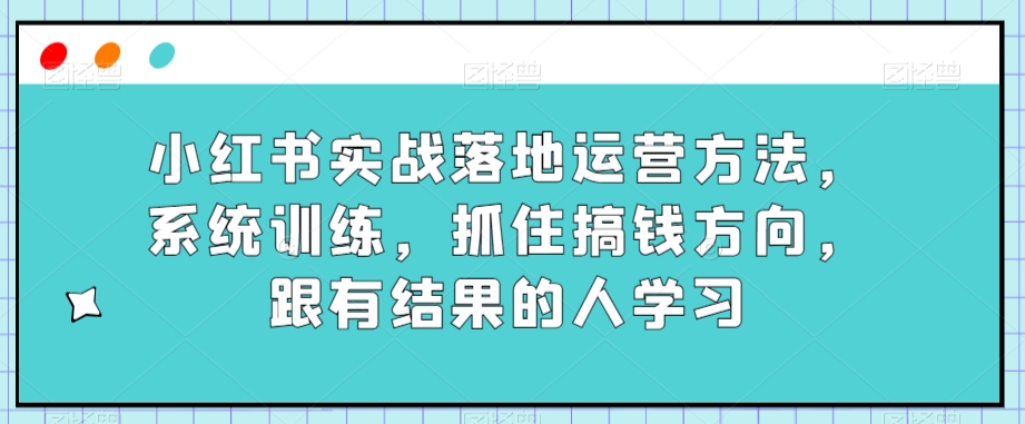 小红书实战落地运营方法，系统训练，抓住搞钱方向，跟有结果的人学习-观智斋电商课程站