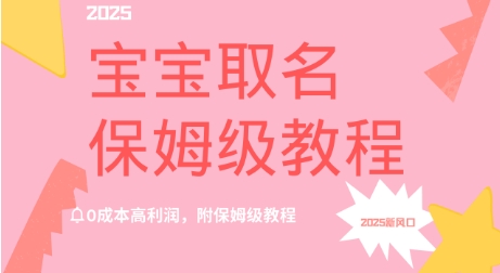 2025新风口项目宝宝取名，0成本高利润，附保姆级教程-观智斋电商课程站