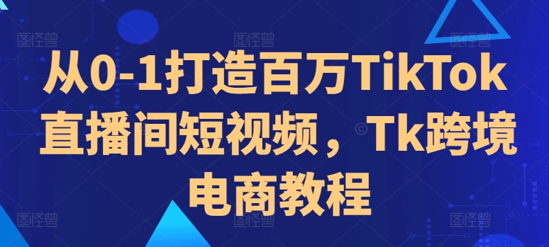 从0-1打造百万TikTok直播间短视频，Tk跨境电商教程-观智斋电商课程站